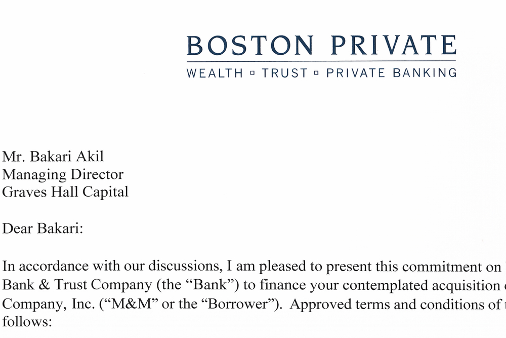 Commitment letter from Boston Private